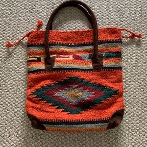 Aztec inspired bag - leather handles